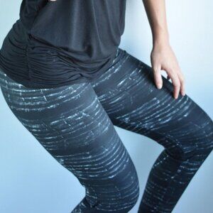 LEGGINGS DEPOT BLACK & Gray stripes Full Length Leggings Size 12-20 NWT